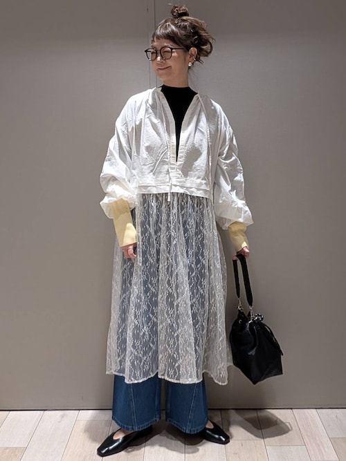 セール】【産前・産後対応】マタニティ／レース切り替えワンピース