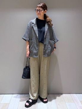「LEPSIM（レプシィム）の《スグッカワ》ラウンドBIGT　639427（Tシャツ/カットソー、ブラック系）」を使った、310lepsim75さん（レディース・163cm）の夏コーディネート