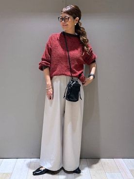 「LEPSIM（レプシィム）のフロントベルトパンツ　1061793（その他パンツ、ホワイト系）」を使った、310lepsim75さん（レディース・163cm）の秋コーディネート