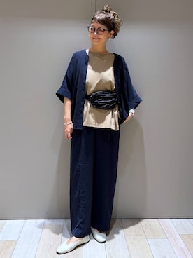 「LEPSIM（レプシィム）のボックスタックノースリーブ　242849（Tシャツ/カットソー、ベージュ系）」を使った、310lepsim75さん（レディース・163cm）の春コーディネート