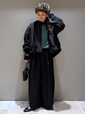 「LEPSIM（レプシィム）の裾ボタンイージーパンツAW　1066525（その他パンツ、ブラック系）」を使った、310lepsim75さん（レディース・163cm）の秋コーディネート