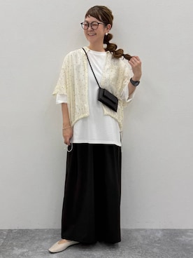 「LEPSIM（レプシィム）の裾ドロストアソートシャツSS　1023535（シャツ/ブラウス、ホワイト系）」を使った、310lepsim75さん（レディース・163cm）の夏コーディネート