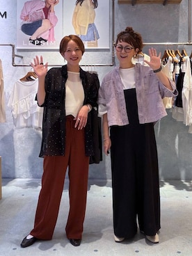 「LEPSIM（レプシィム）の《リネンライクドライシリーズ》キャミサロペット　637687（サロペット/オーバーオール、ブラック系）」を使った、310lepsim75さん（レディース・163cm）の春コーディネート