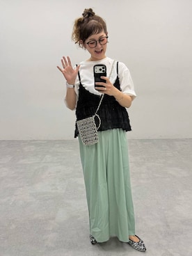 「LEPSIM（レプシィム）の3タックパンツ　646560（その他パンツ、グリーン系）」を使った、310lepsim75さん（レディース・163cm）の春コーディネート