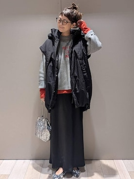 「アイテム（その他アウター、ブラック系）」を使った、310lepsim75さん（レディース・163cm）の秋コーディネート