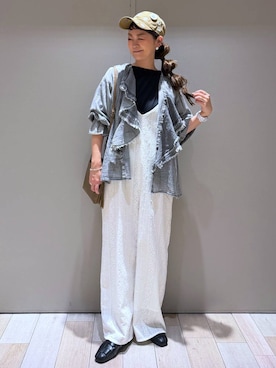 「LEPSIM（レプシィム）のボックスタックノースリーブ　242849（Tシャツ/カットソー、ブラック系）」を使った、310lepsim75さん（レディース・163cm）の春コーディネート