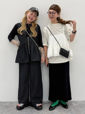 「LEPSIM（レプシィム）の袖切り替えプルオーバー　140912（Tシャツ/カットソー、ブラック系）」を使った、310lepsim75さん（レディース・163cm）の夏コーディネート