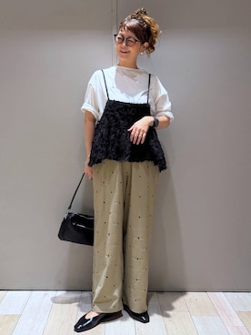 「LEPSIM（レプシィム）のソフトクッションパンプス　638849（パンプス、ブラック系）」を使った、310lepsim75さん（レディース・163cm）の春コーディネート