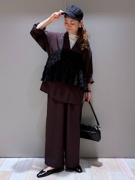 「LEPSIM（レプシィム）のソフトクッションパンプス　638849（パンプス、ブラック系）」を使った、310lepsim75さん（レディース・163cm）の春コーディネート