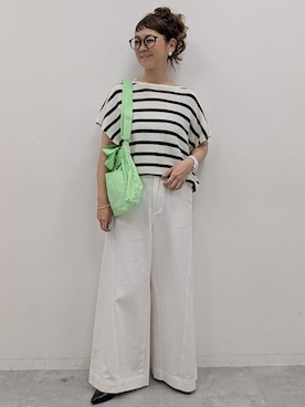 「LEPSIM（レプシィム）のイージーバギーデニム　290477（デニムパンツ）」を使った、310lepsim75さん（レディース・163cm）の春コーディネート