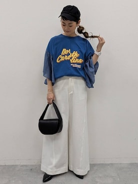 「LEPSIM（レプシィム）のイージーバギーデニム　290477（デニムパンツ）」を使った、310lepsim75さん（レディース・163cm）の春コーディネート