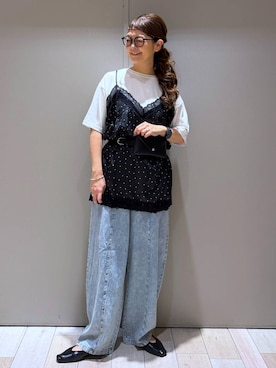 「LEPSIM（レプシィム）のソフトクッションパンプス　638849（パンプス、ブラック系）」を使った、310lepsim75さん（レディース・163cm）の夏コーディネート