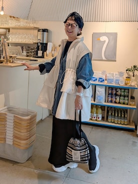 「LEPSIM（レプシィム）のストレッチサテンスカート　497324（スカート）」を使った、310lepsim75さん（レディース・163cm）の秋コーディネート