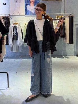 「LEPSIM（レプシィム）のイージーデニムパンツ　630150（デニムパンツ、ブルー系）」を使った、310lepsim75さん（レディース・163cm）の夏コーディネート