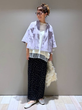 「LEPSIM（レプシィム）のソフトクッションパンプス　638849（パンプス、ホワイト系）」を使った、310lepsim75さん（レディース・163cm）の夏コーディネート