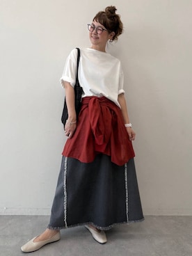 「LEPSIM（レプシィム）のソフトクッションパンプス　638849（パンプス、ホワイト系）」を使った、310lepsim75さん（レディース・163cm）の春コーディネート