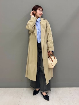 「春カラー」｜「アイテム（トレンチコート）」を使った、ヤノアミさん（レディース・163cm）の冬コーディネート