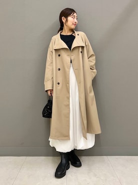 「アイテム（トレンチコート）」を使った、ヤノアミさん（レディース・163cm）の秋コーディネート