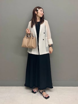 「旅行コーデ」｜「アイテム（ジャケット/アウター）」を使った、ヤノアミさん（レディース・163cm）の夏コーディネート