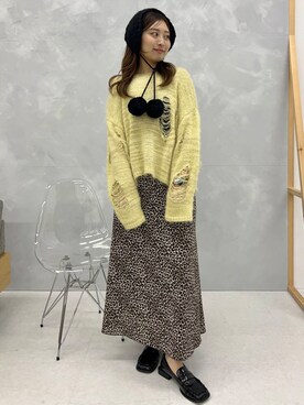 「SENSE OF PLACE by URBAN RESEARCH（センスオブプレイスバイアーバンリサーチ）のアニマルパターンナロースカート（スカート）」を使った、ヤノアミさん（レディース・163cm）の秋コーディネート