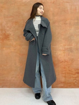 「アイテム（ステンカラーコート）」を使った、ヤノアミさん（レディース・163cm）の秋コーディネート
