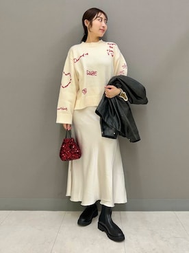 「アイテム（カバーオール）」を使った、ヤノアミさん（レディース・163cm）の秋コーディネート