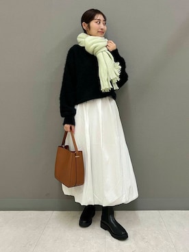 「RODE SKO（ロデスコ）のワンハンドル3WAYバッグ（ハンドバッグ）」を使った、ヤノアミさん（レディース・163cm）の秋コーディネート