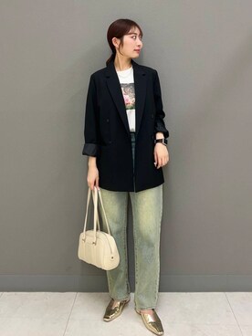 「SENSE OF PLACE by URBAN RESEARCH（センスオブプレイスバイアーバンリサーチ）のメタリックポインテッドシューズ（パンプス）」を使った、ヤノアミさん（レディース・163cm）の春コーディネート