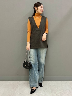 「リブハイ」｜ヤノアミさん（レディース・163cm）の秋コーディネート