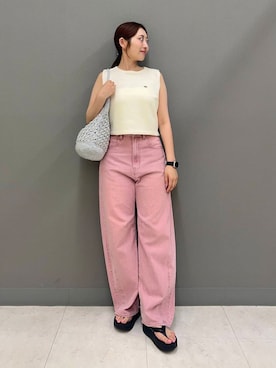「アイテム（パンツ、ピンク系）」を使った、ヤノアミさん（レディース・163cm）の夏コーディネート