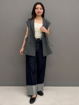 「アイテム（財布/小物、ホワイト系）」を使った、ヤノアミさん（レディース・163cm）の夏コーディネート