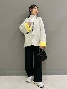 「アイテム（ノーカラーコート）」を使った、ヤノアミさん（レディース・163cm）の秋コーディネート