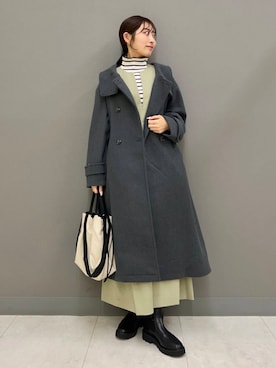 「アイテム（ステンカラーコート）」を使った、ヤノアミさん（レディース・163cm）の秋コーディネート