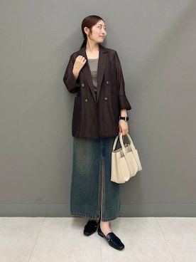 「SENSE OF PLACE by URBAN RESEARCH（センスオブプレイスバイアーバンリサーチ）のアイテム（テーラードジャケット）」を使った、ヤノアミさん（レディース・163cm）の夏コーディネート
