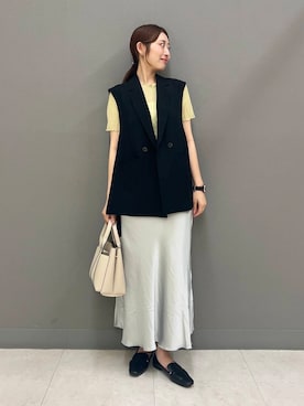 「アイテム（ローファー）」を使った、ヤノアミさん（レディース・163cm）の夏コーディネート