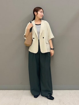 「骨格ウェーブ」｜「アイテム（テーラードジャケット）」を使った、ヤノアミさん（レディース・163cm）の夏コーディネート