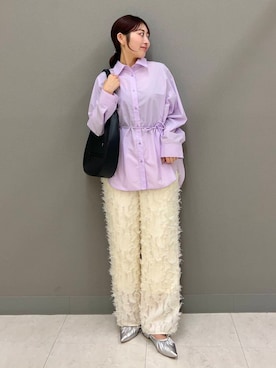 「SENSE OF PLACE by URBAN RESEARCH（センスオブプレイスバイアーバンリサーチ）のフリンジイージーパンツ（その他パンツ）」を使った、ヤノアミさん（レディース・163cm）の冬コーディネート