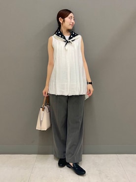 「パンツスタイル」｜「アイテム（財布/小物）」を使った、ヤノアミさん（レディース・163cm）の夏コーディネート