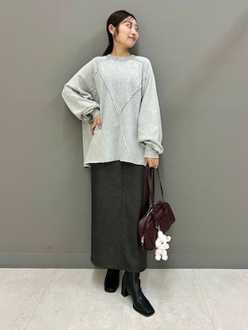 「SENSE OF PLACE by URBAN RESEARCH（センスオブプレイスバイアーバンリサーチ）のヴィンテージルーズスウェット（Tシャツ/カットソー）」を使った、ヤノアミさん（レディース・163cm）の秋コーディネート