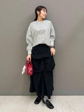 「ティアードスカート」｜「アイテム（ローファー）」を使った、ヤノアミさん（レディース・163cm）の冬コーディネート
