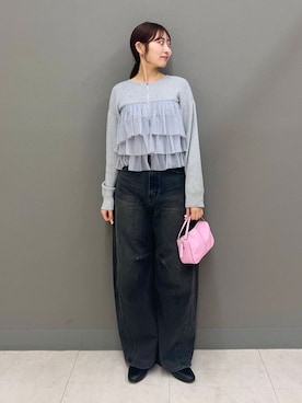 「カーブデニム」｜ヤノアミさん（レディース・163cm）の春コーディネート