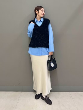 「アイテム（ローファー）」を使った、ヤノアミさん（レディース・163cm）の秋コーディネート