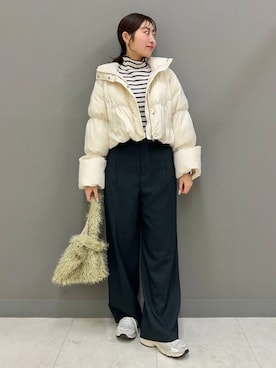 「リブハイ」｜ヤノアミさん（レディース・163cm）の冬コーディネート