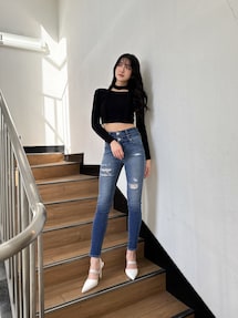 チョーカー付きBACKオープンニットトップス｜ジェイダ（GYDA