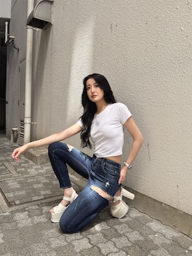 「GYDA（ジェイダ）のアイテム（パンツ）」を使った、maiさん（レディース・167cm）の春コーディネート