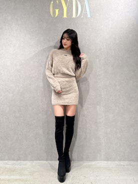 「GYDA（ジェイダ）のアイテム（ブーツ）」を使った、maiさん（レディース・167cm）の冬コーディネート