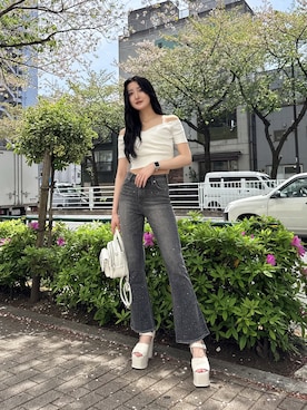 「GYDA（ジェイダ）のアイテム（パンツ）」を使った、maiさん（レディース・167cm）の春コーディネート