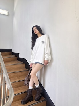 「アイテム（スウェット）」を使った、maiさん（レディース・167cm）の夏コーディネート