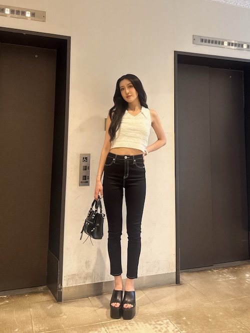 GYDAjacquardブリーチニットトップス