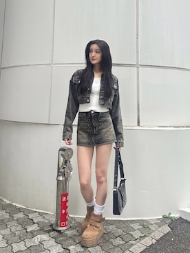 「アイテム（デニムジャケット）」を使った、maiさん（レディース・167cm）の秋コーディネート